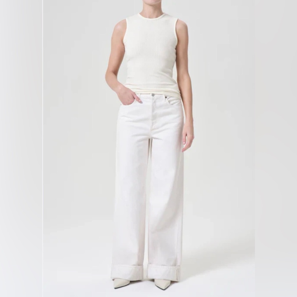 Agolde White Wide Leg Flare Jeans